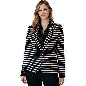 A New Day Knit Blazer Black and White Stripes Size XXL NWOT